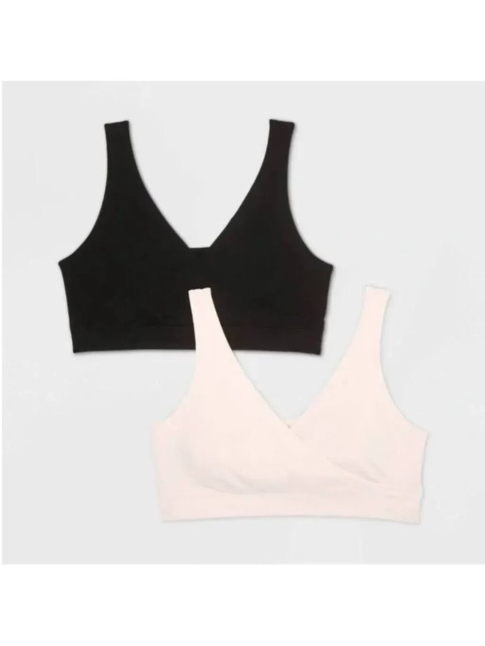 Auden size MEDIUM Nursing 2pk Pull-Over Seamless Sleep Bra - Black & Soft Petal